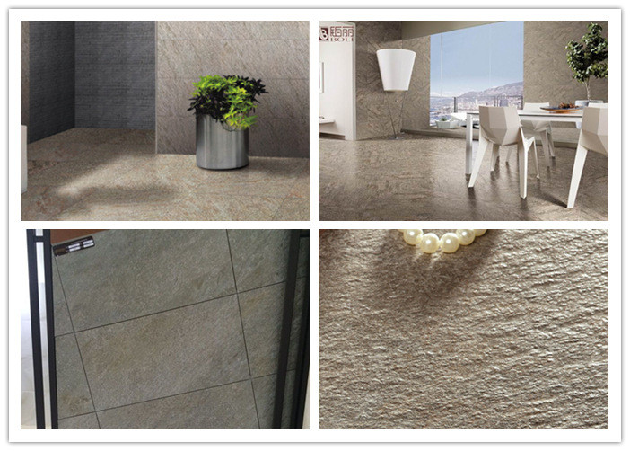 Glasig-glänzende Sandstein-keramische Bodenfliese-konkave konvexe Muster-Oberfläche 	Zement-Blick-Porzellan-Fliese